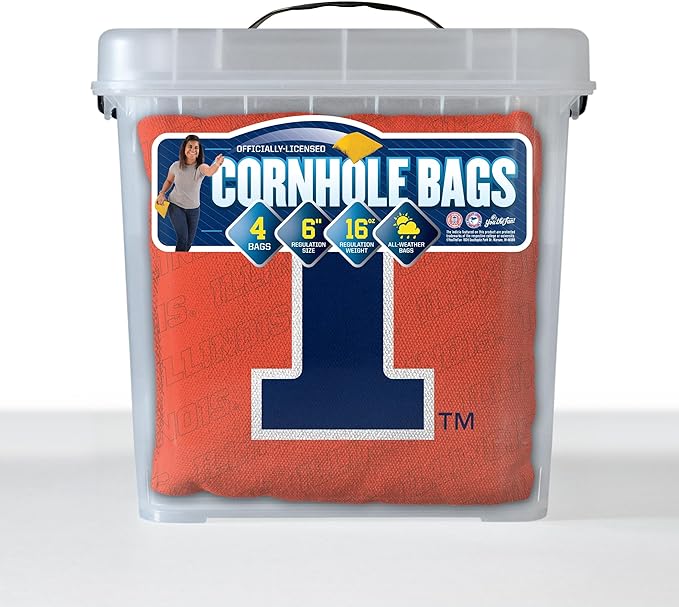 YouTheFan Officially-Licensed NCAA Set of 4 Cornhole Bags - All Weather Regulation 6” x 6” Size - 16oz Weight - Designed in USA