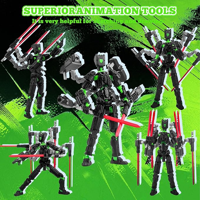 Assembly Completed T13 Action Figure,T13 mision 13 figuras originales 3D Printed Toys Nova 13 Action Figures Desktop Decorations for Game Lovers Toy (Green, 5.5 Inch)