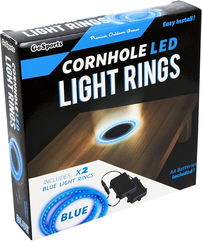 GoSports Cornhole Light Up LED Ring Kit 2pc Set - Red, White or Blue - Compatible with All Cornhole Games