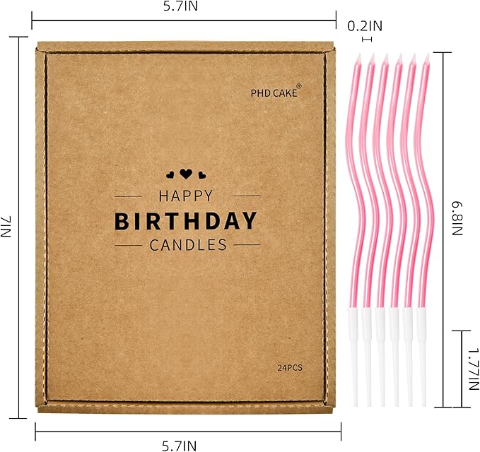 PHD CAKE Pearl Pink Spiral Long Thin Birthday Candles, Cake Candles, Birthday Parties, Wedding Decorations, Party Candles
