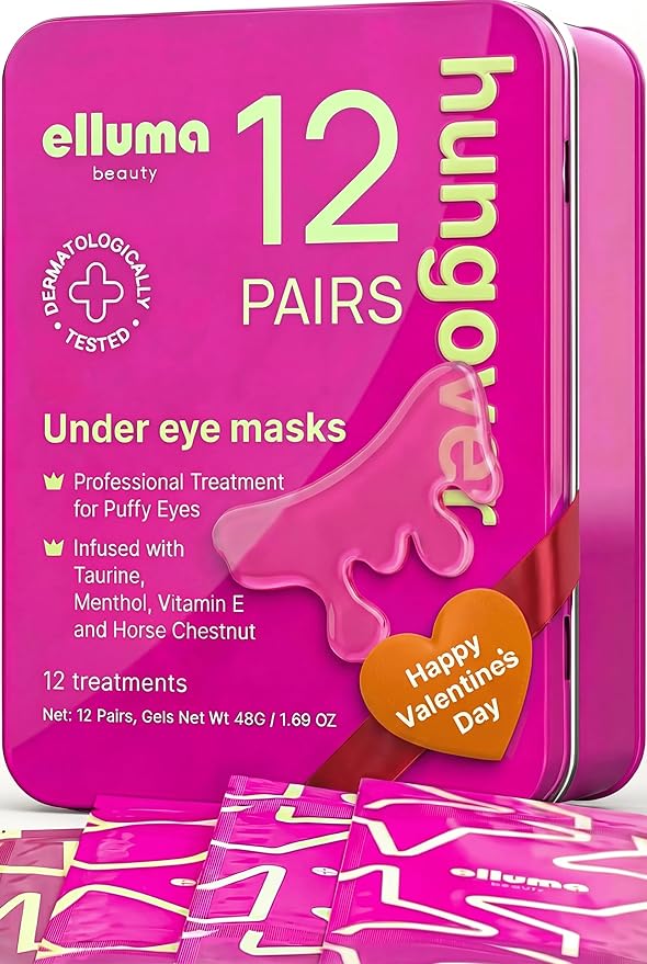 Under Eye Patches | Eye Mask for Puffy Eyes & Dark Circles, Hydrogel Eye Gel Pads with Menthol & Taurine, 12 Pairs