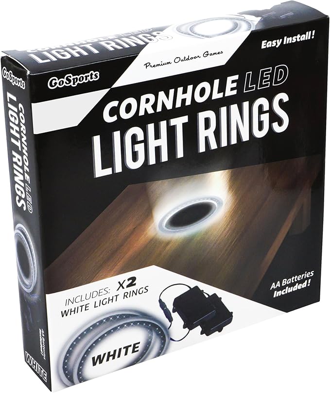 GoSports Cornhole Light Up LED Ring Kit 2pc Set - Red, White or Blue - Compatible with All Cornhole Games
