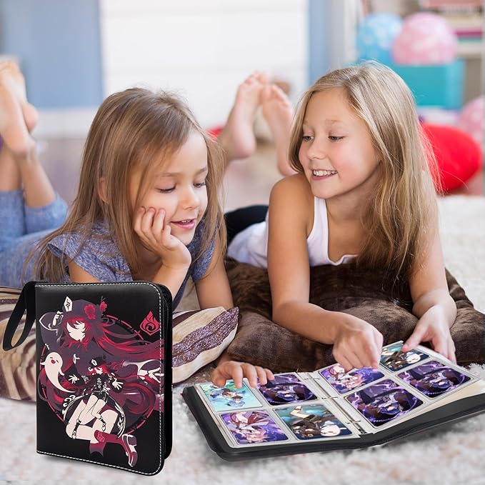 Card Binder for Cards,4 Pocket with 50 Sleeves up to 400 Cards,Waterproof Card Storage Bag with Removable Sleeves for Games and TCG Cards