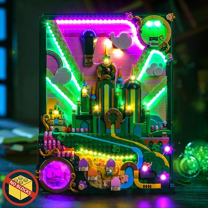BrickBling LED Lighting Kit Compatible with Lego Wicked Emerald City Wall Art, Creative Light Compatible with Lego 75685-Lights Only, Not Come with Model (Classic Version Light)