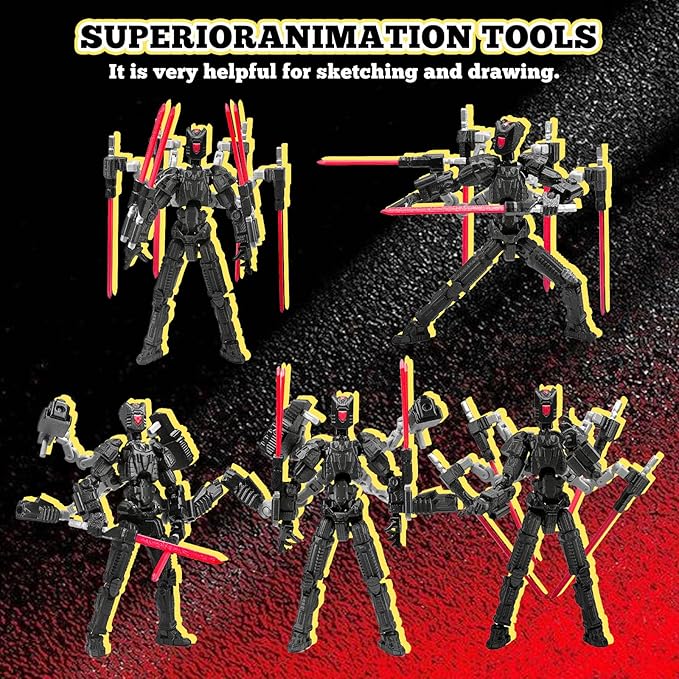 Assembly Completed T13 Action Figure Set,T13 mision 13 figuras originales 3D Printed Toys Nova 13 Action Figures Desktop Decorations for Game Lovers Toy (Black, 5.5 Inch)