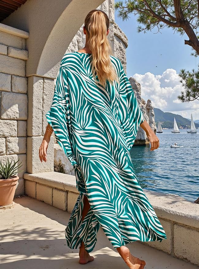 Mumu Dresses for Women Plus Size, Bohemian Kaftan Beach Cover Up Long Maxi Nightgown Soft Loungewear