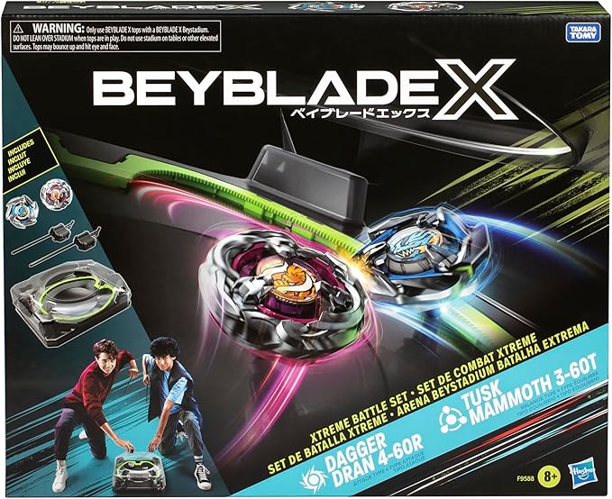 Beyblade X Xtreme Battle Set with Beystadium Arena Featuring X-Celerator Rail, 2 Right-Spinning Top Toys, 2 Launchers, Toys for Boys and Girls, 8+