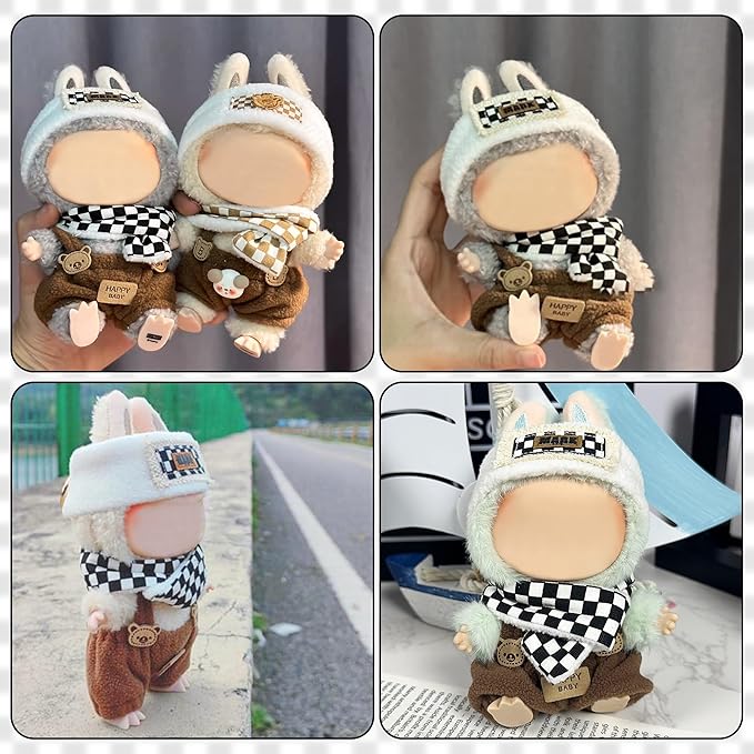 Clothes Fit for 17CM Doll, Fashion Doll Clothes Outfit Set Cute Theme Designer Toys Dress Accessories for Collector Fans Display (Black Checked)