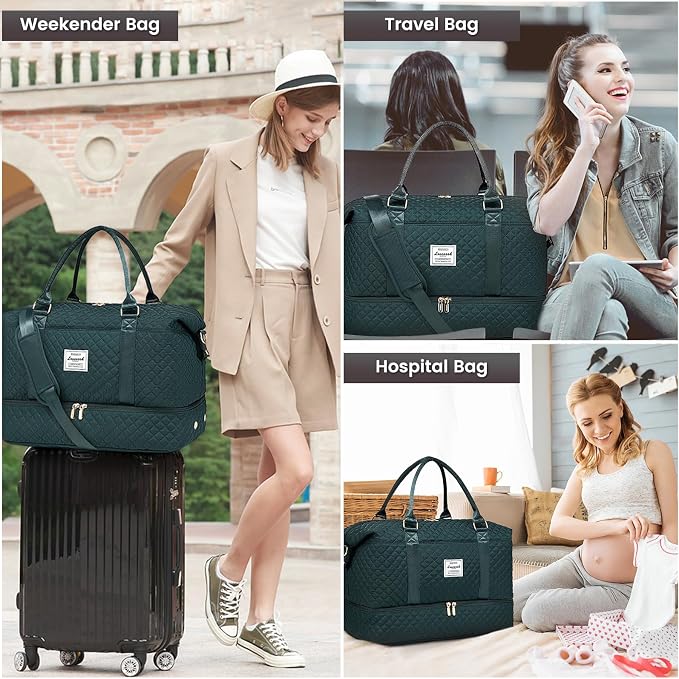 LOVEVOOK Travel Duffle Bag,Weekender Bags for Women with Shoe Compartment,Carry on Overnight Bag with Toiletry Bag,Gym Duffel Bag with Wet Pocket, Hospital Bags for Labor and Delivery