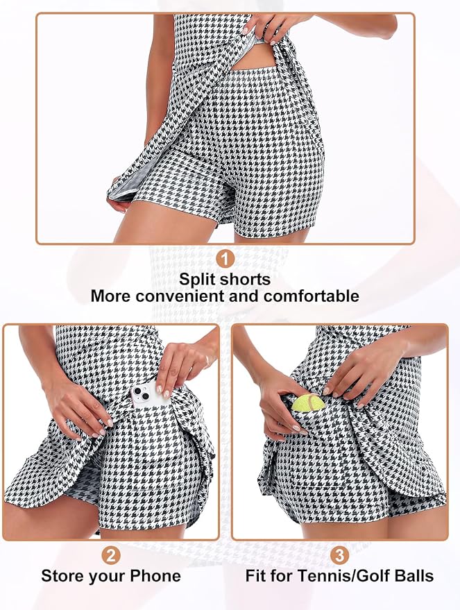 Viracy Tennis Dress for Women Sleeveless Golf Dresses with Shorts and Pockets Ruffle Zip Up Stand Collar Golf Outfits
