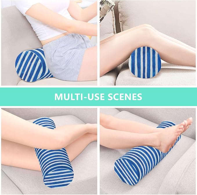 Bolster Pillow Yoga Bedding Essentials Round Neck Roll Pillow Round Pillow Forms Cylinder Pillows Couch Neckroll Pillows for Bed Deepskyblue Stripe