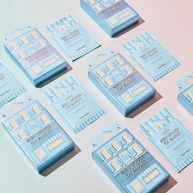 TONYMOLY Mini House of Masks 5pc Ceramide Acid Sheet Mask Set – Hydrating & Barrier-Repair Korean Face Masks with Hyaluronic Acid – Strengthens Skin Barrier, Moisturizes & Soothes, K-Beauty Gift Set