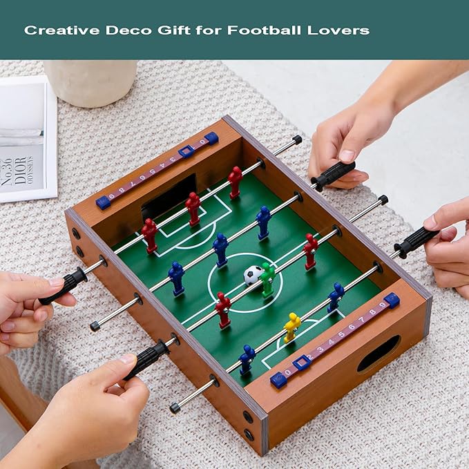 Mini Foosball Table for Family Night Creative Gift for Football Lovers Wooden Tabletop Game for Travel Party Time Nice Deco for Sport & Bar Room