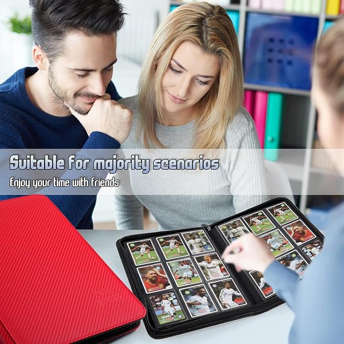 Trading Card Binder, Premium 9 Pocket Double Sided 540 Pocket PU Card Collection Binder, Collectible Trading Card Albums for MTG, TCG, Sport Card, Game Cards (Red 1)