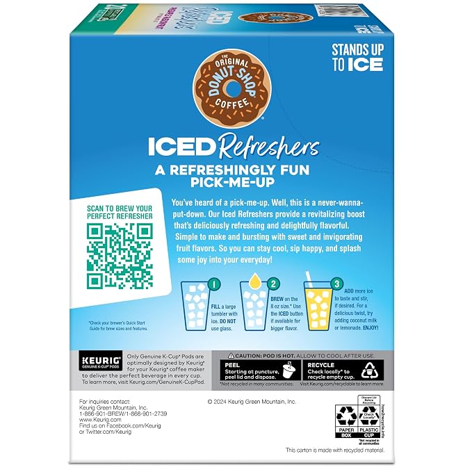 The Original Donut Shop Iced Refreshers, Pineapple Passionfruit Flavor, Keurig Single Serve K-Cup Pods, 20 Count