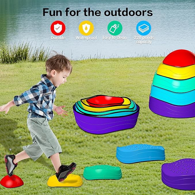 Stepping Stones for Kids,5Pcs Non-Slip Plastic Balance,Stepping Stones for Toddlers Ages 3 4 5 6 7 8 Years,Children's Coordination Skills Obstacle Courses Sensory Toys for Toddlers
