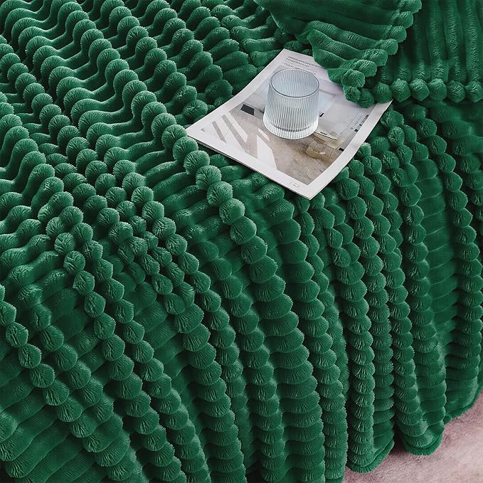 Christmas Green Throw Blanket for Couch Sofa 50"x60" Striped Design | Fleece Blankets Room Home Decor Lightweight Plush Soft Cozy Gifts for Women Mom