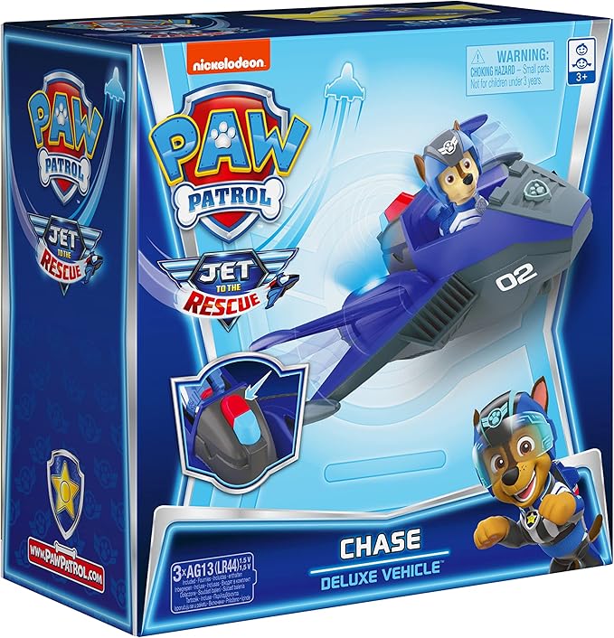 Paw Patrol, Jet to The Rescue Chase’s Deluxe Transforming Vehicle Toy with Lights and Sounds