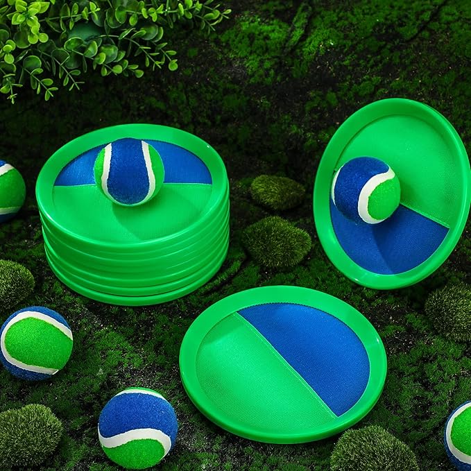 Charniol Kids Toys Toss and Catch Game Set 12 Paddles 6 Balls Beach Game Outdoor Ball Sports Games Toss and Catch Ball Set with Paddles Ball Nylon Catch Toys for Kids Adults