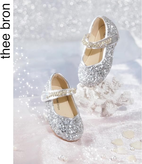 THEE BRON Mary Jane Ballet Flats - Girls' Dress Shoes with Hook & Loop Closure