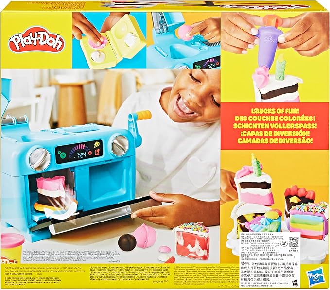Play-Doh Super Slice Cake Playset, Toy Oven with Play Kitchen Accessories & 11 Modeling Compound Cans, Kids Arts & Crafts, Ages 3+