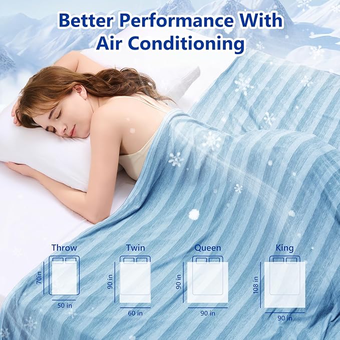 Cooling Blanket Queen Size, Arc-Chill Q-Max >0.5 Cool Fiber, Summer Cooling Blanket for Hot Weather, Keeps Body Cool for Night Sweats, Soft Lightweight Sofa Couch Blankets for Kid Adults