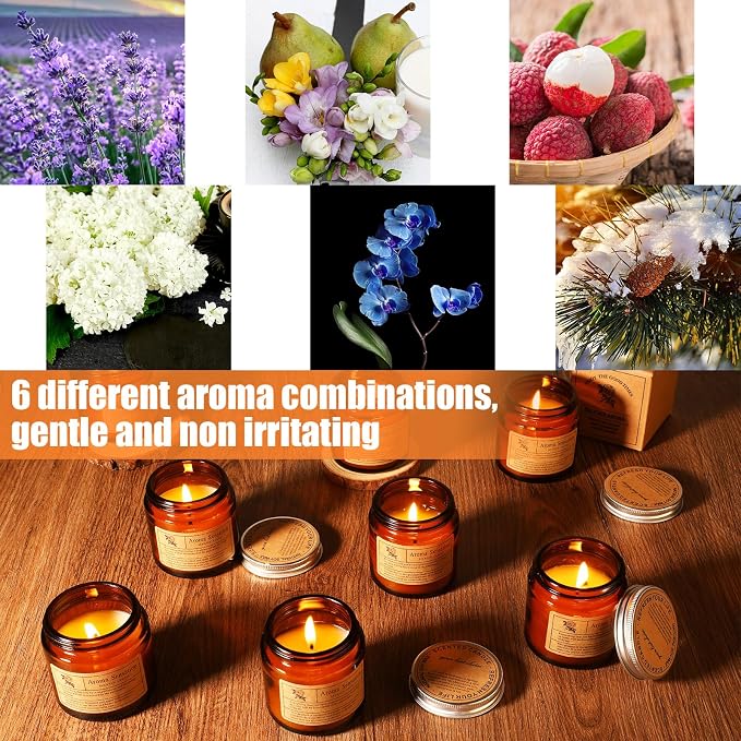 Landhoow 60 Pcs Candles Bulk for Home Scented Soy Aromatherapy Candle Gifts for Women Men 6 Style Lasting 24h Bluebell, Lavender, Lychee White Tea White Tea Orchid and Forest