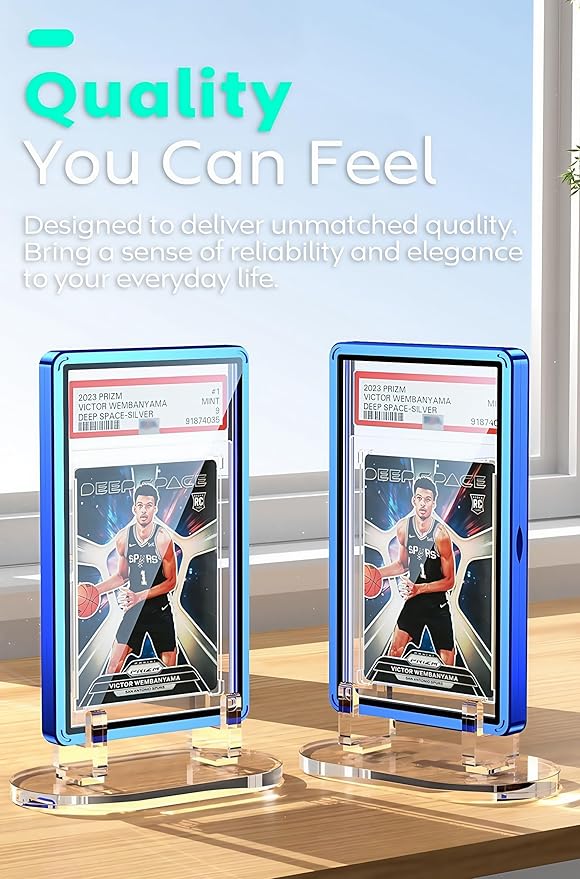 UV-Resistant Magnetic Metal Slab Case for 35pt PSA, BGS, CGC Graded Cards. High Alumina Glass, Multi-Point Magnetic Lock, Durable Metal Frame, Stackable Design. Green