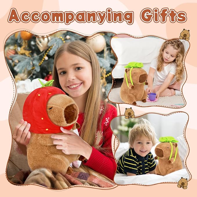 Capybara Plush 15.75 inch with Turtle Backpack Soft Capybara Stuffed Animals Capybara Hugging Gifts Capybara Doll Pillow for Kids Girls Toys (Turtle Capybara Brown 15.75 inch)