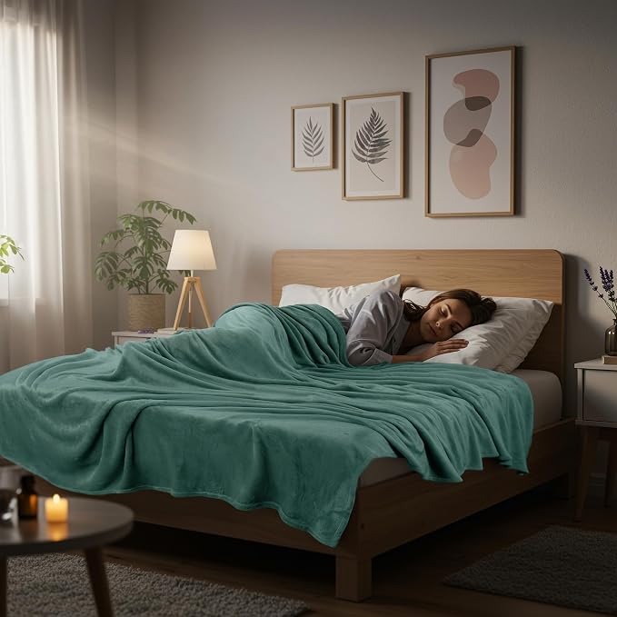 Utopia Bedding Soft Fleece Bed Blanket Queen Size Celadon (90x90 Inch) | Microfiber Plush Warm Lightweight Breathable Cozy Blanket Anti-Static, All Season Use, Gift for Women and Men