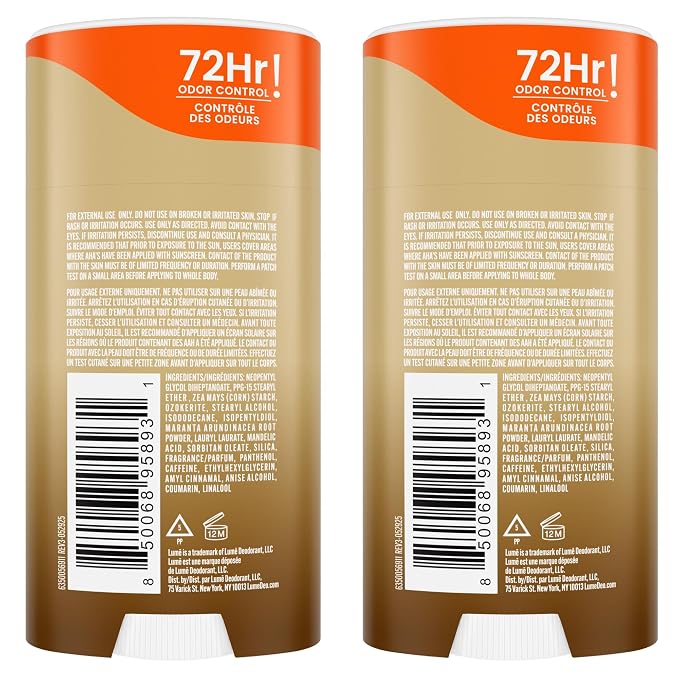 Lume Whole Body Deodorant - Smooth Solid Stick - 72 Hour Odor Control - Doctor Developed - Aluminum Free, Baking Soda Free and Skin Loving - 2.6 Ounce (Pack of 2) (Vanilla Bliss)