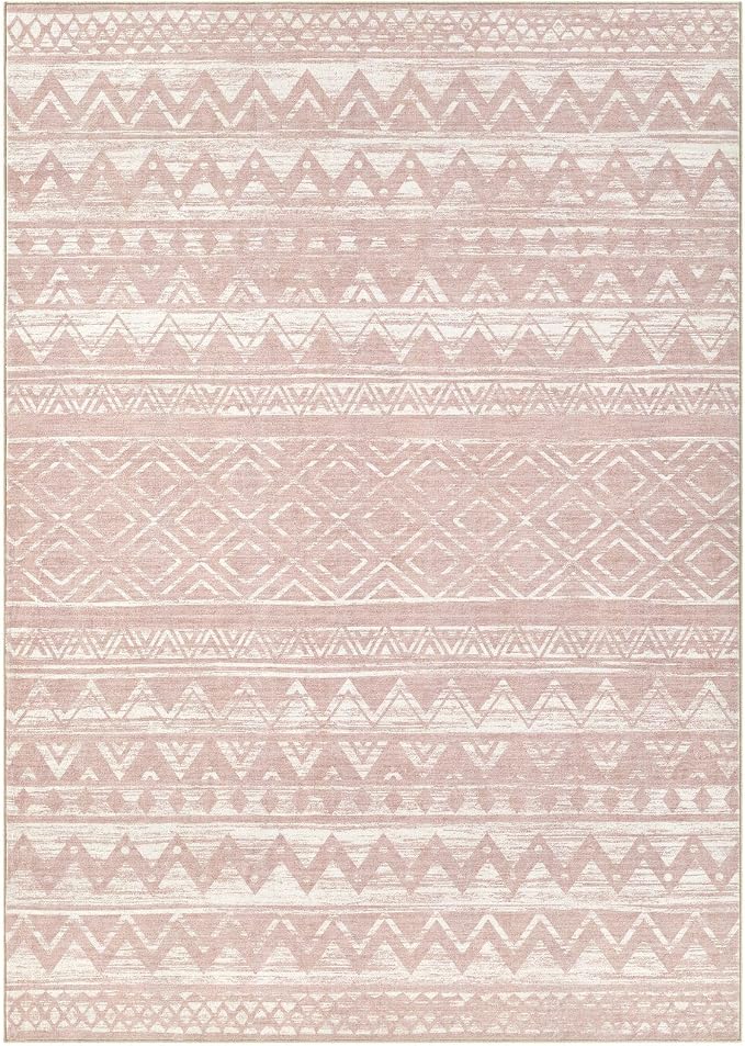 cotiled 10x14 Area Rugs Living Room Rug: Washable Boho Rugs with Non Slip Backing Large Soft Indoor Stain Resistant Carpet for Bedroom Farmhouse Dining Room Lightweight Home Decor Lotus Pink