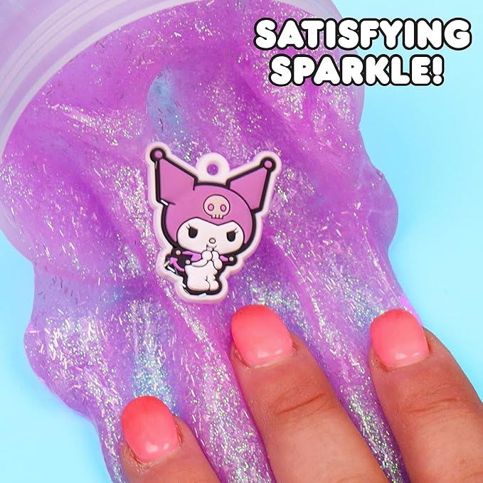 Kuromi SLIMYGLOOP Mix’EMS Slime, Collectible Charm with Fun Add-Ins, Hello Kitty and Pink Glitter Slime, Party Favors for Kids 8-12, Girls Toys Age 6-8, Sanrio Stuff