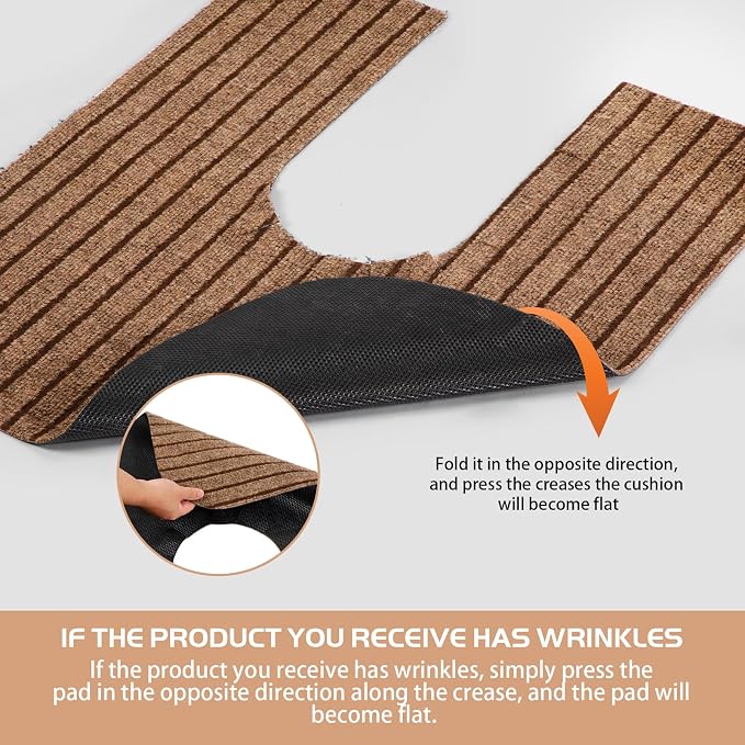 Round Commode Potty Training Mats for Boys, Toilet Training Mats, Potty Training Toilet Rugs, Toilet Rugs u Shaped,Toilet mats for Bathroom,Machine Repeatedly Washable(4 Pack,Brown)