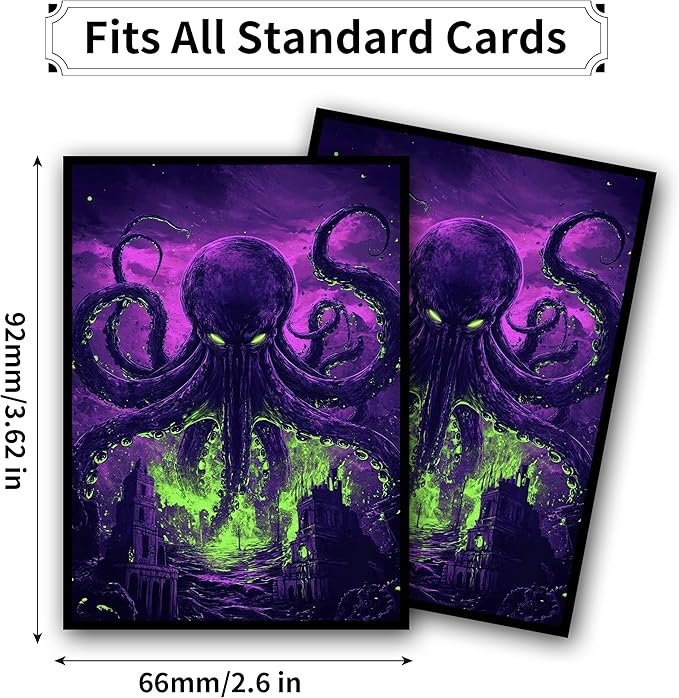 MTG Card Sleeves, Ultra Clear Front & Matte Finish Back, 100 Count Standard Size Matte Art Sleeve for Magic The Gathering (Cthulhu)