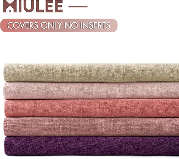 MIULEE Plum Purple Chenille Couch Throw Pillow Covers, 18x18 | Set of 2, Soft Farmhouse Modern Home Decor, Decorative Pillowcases for Sofa Living Room Bed