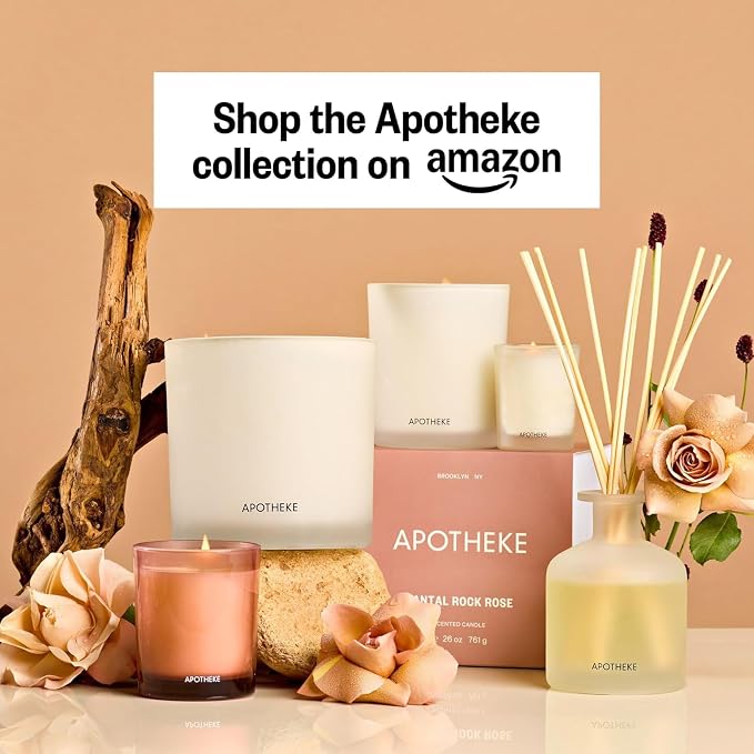 Apotheke 3-Wick Scented Candles for Home, Santal Rock Rose - 26 oz Soy Wax Jar Candle Gift for Women - Long-Lasting Fragrance with Perfume-Grade Essential Oils - Sandalwood, Rose, Musk & Leather