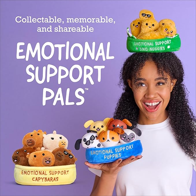 Emotional Support Capybaras by Relatable, Cuddly Stuffed Animals and Plushies Set, Includes 5 Capybara Plush Toys with Carrying Basket, Cute Stuff and Great Gift for Loved Ones of All Ages