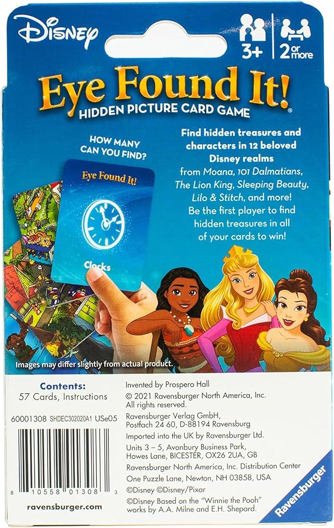 Ravensburger Eye Found It! World of Disney Card Game - Fun and Educational Spot It for Toddlers, Preschoolers, Boy and Girls Ages 3-8 - Family-Friendly for Endless Fun