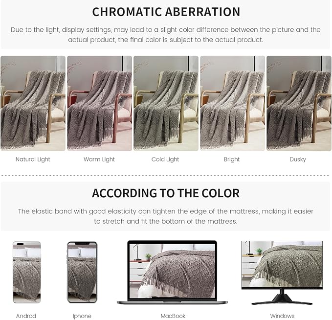 BOURINA Dark Grey Throw Blanket 50 x70 Inch Jacquard Throw Knitted Blanket | Jacquard Argyle Throw Textured Solid Soft Throws and Blankets for Sofa or Bed Knitted Decorative Blanket