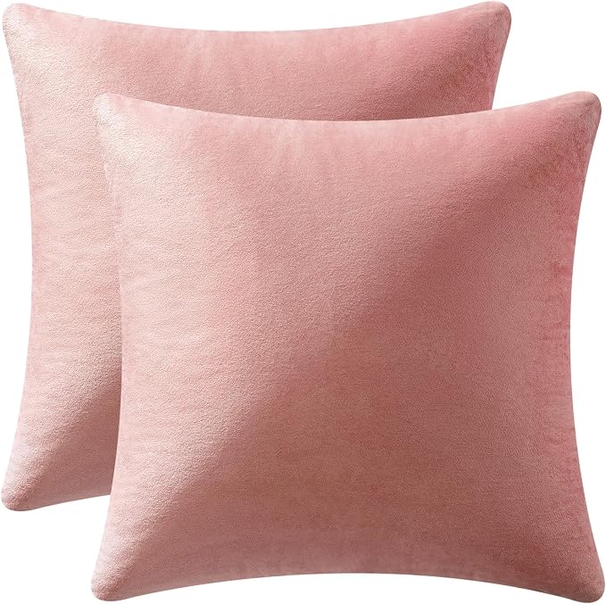 MIULEE Velvet Throw Pillow Covers 18x18 Inch Pack of 2 Dusty Pink | Soft Solid Decorative Pillow Covers, Modern Luxury Home Decor, for Couch Chair Sofa Bedroom Livingroom
