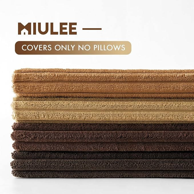 MIULEE Fall Corduroy Decorative Throw Pillow Covers Camel Brown 20x20 | Set of 4, Mordern Rustic Fall Decor, Wood-Tone Deep Browns, Boho Farmhouse Cushion Covers for Couch Bed Sofa Living Room