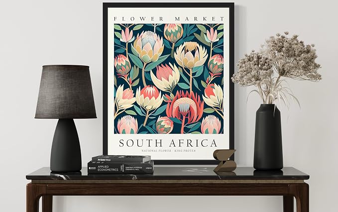 South Africa Flower Market Art Print Poster, Wall Art Floral Painting Botanical Decor for Bedroom, Kitchen, Bathroom Livingroom Decoration 82B (South Africa, 20"L x 16"W, Unframed)