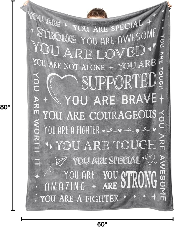 Gifts for Women Men- Get Well Soon Blanket | Sympathy Gifts for Him Her, Thinking of You Present, Inspirational Birthday Gift for Dad Friend Brother Son, 80'' x 60''