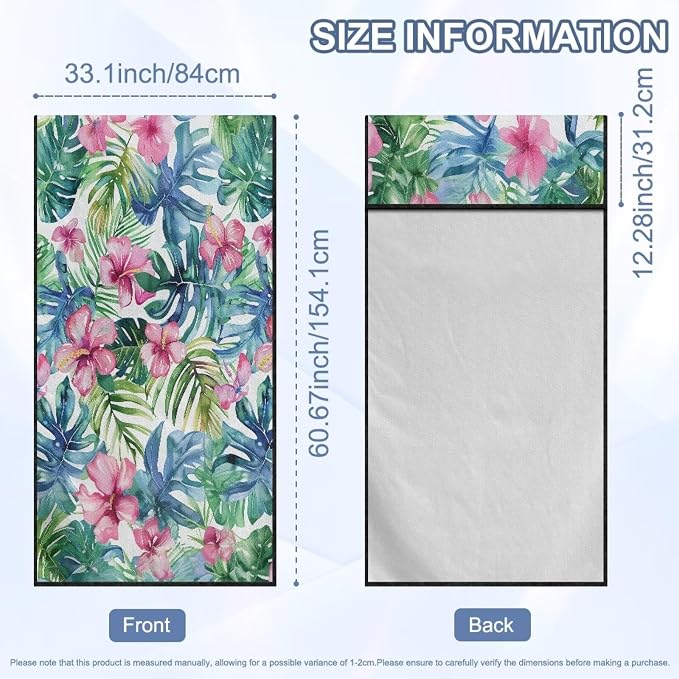 INSTANTARTS Aesthetic Tropical Flower Towel Car Seat Covers Sports Car Towel Mat for Yoga and Travel