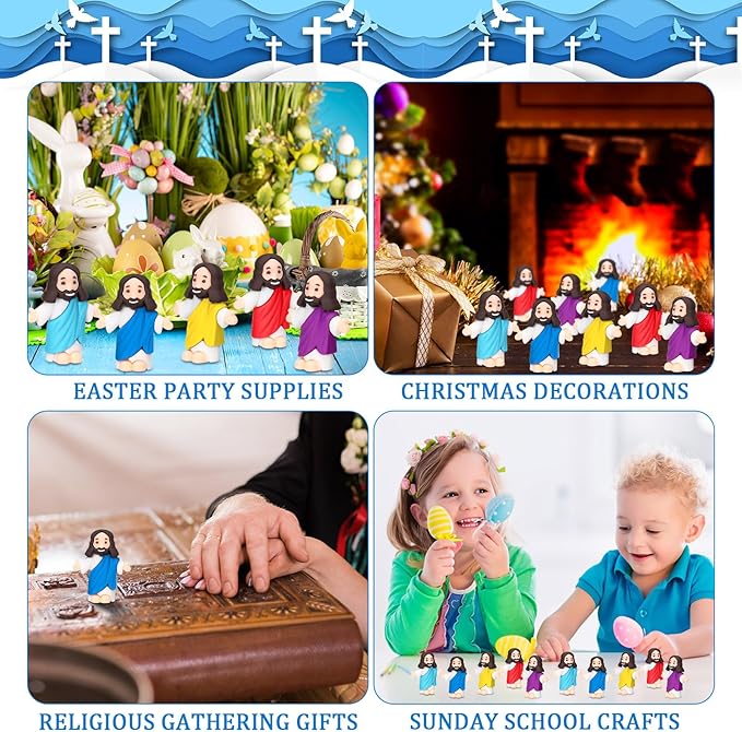 Barydat 150 Pcs Little Jesus Figures Baby Mini Jesus Figurines Bulk to Hide and Seek Tiny Miniature Christ Savior Figurine Toys Religious Gift for Easter Egg Stuffer Sunday School Baptism, Multicolor