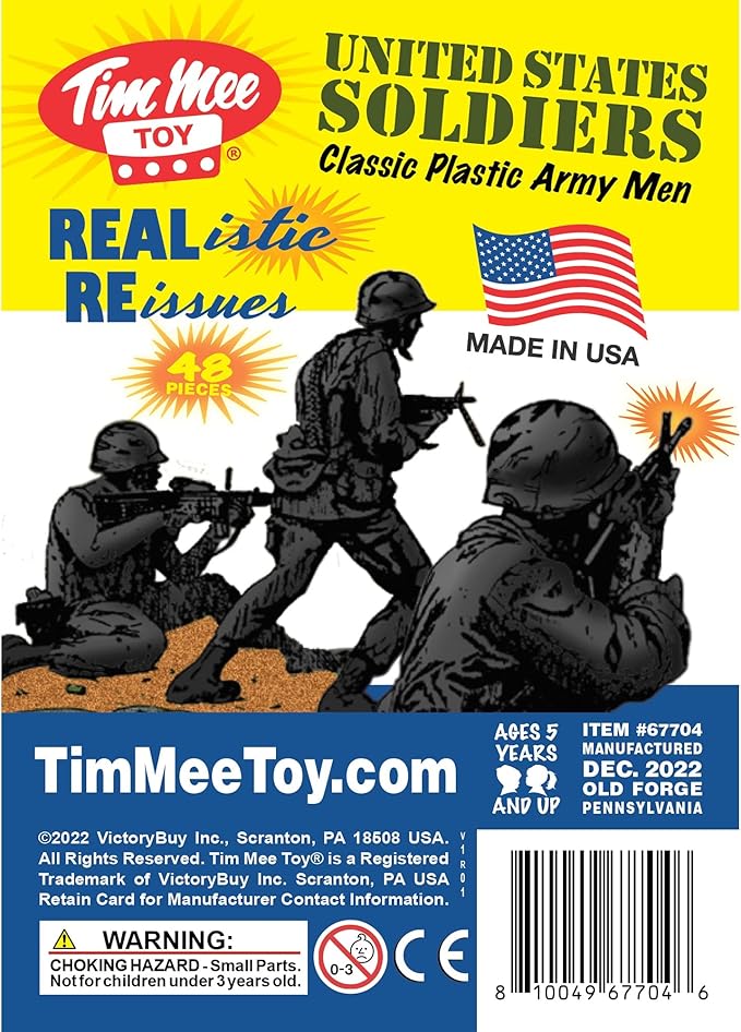 TimMee Plastic Army Men - Black 48pc Toy Soldier Figures - Made in USA