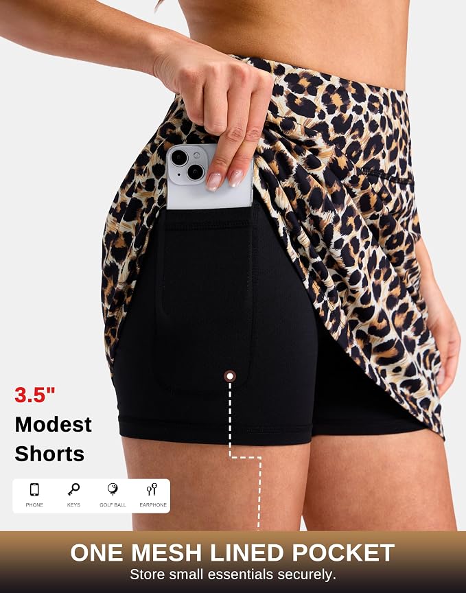 14"/16" Skorts with 3 Pockets | Side Slits, High Waisted, Built-in Shorts, A Line, Casual, Pickleball, Athletic, Golf, Tennis Skirt, for Women