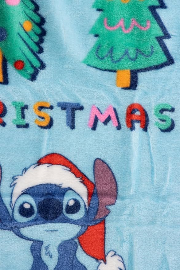Jay Franco Kids Christmas Hugger Set – 12" Plush Pillow Buddy & 46" x 60" Fleece Throw Blanket, Ultra-Soft Bedding & Travel Set, Holiday Bedroom & Couch Décor, Blue - Stitch