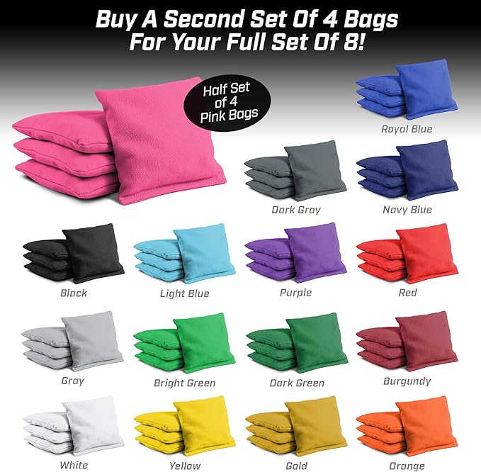 GoSports Cornhole Bean Bags Set of 4-16 Colors Available - Regulation All Weather, Mix and Match